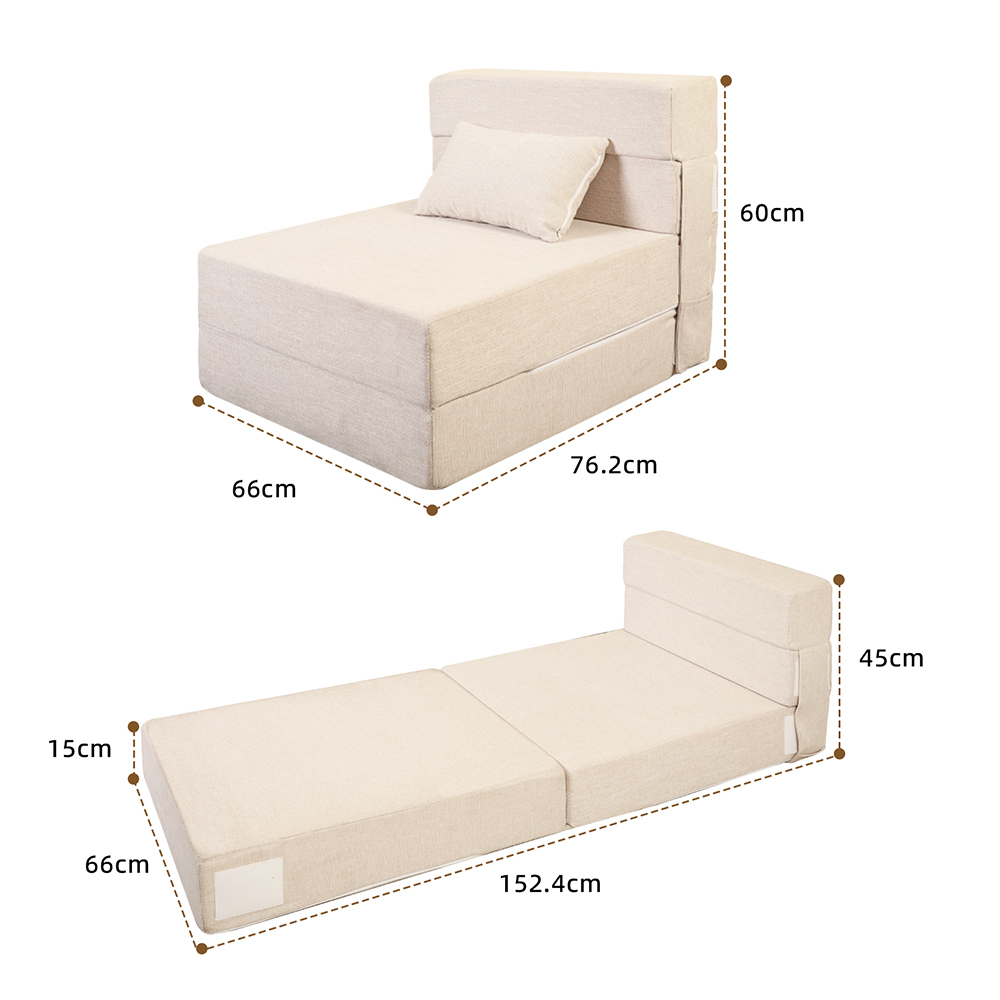 Hvit sammenleggbar sofa