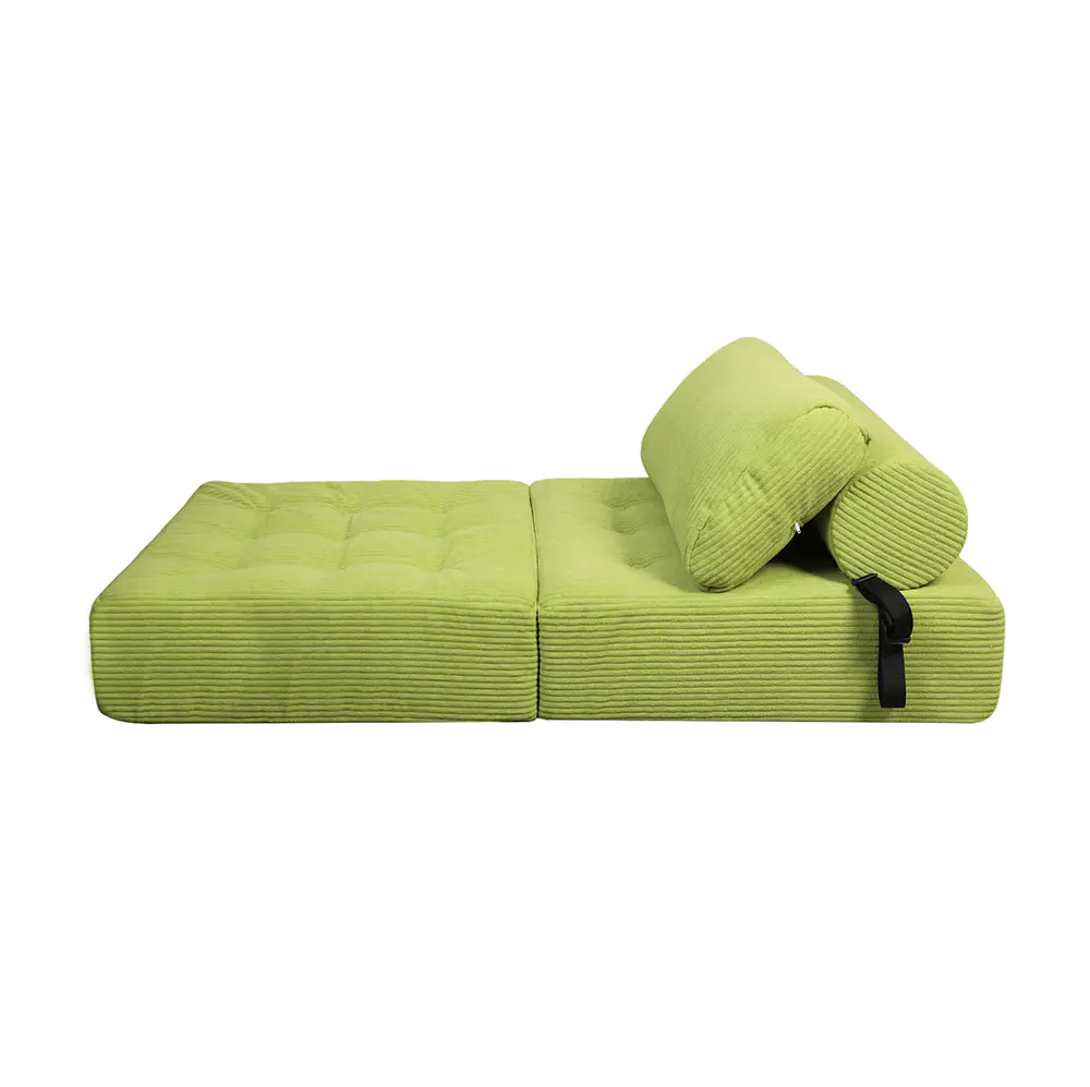 Grønn stripete sofa med stropper