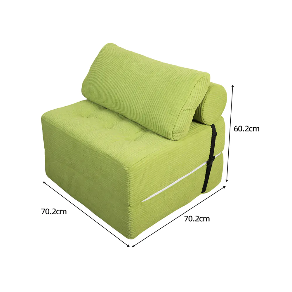 Grønn stripete sofa med stropper