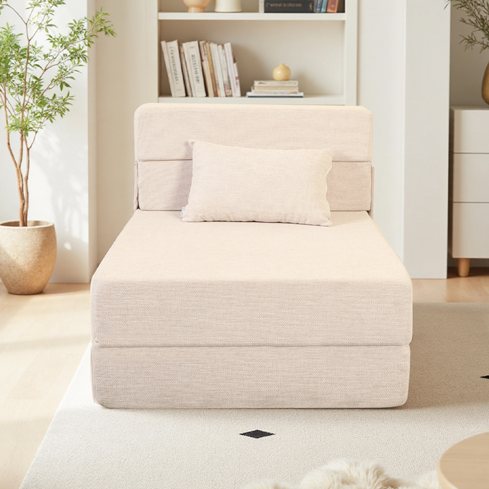 Hvit sammenleggbar sofa