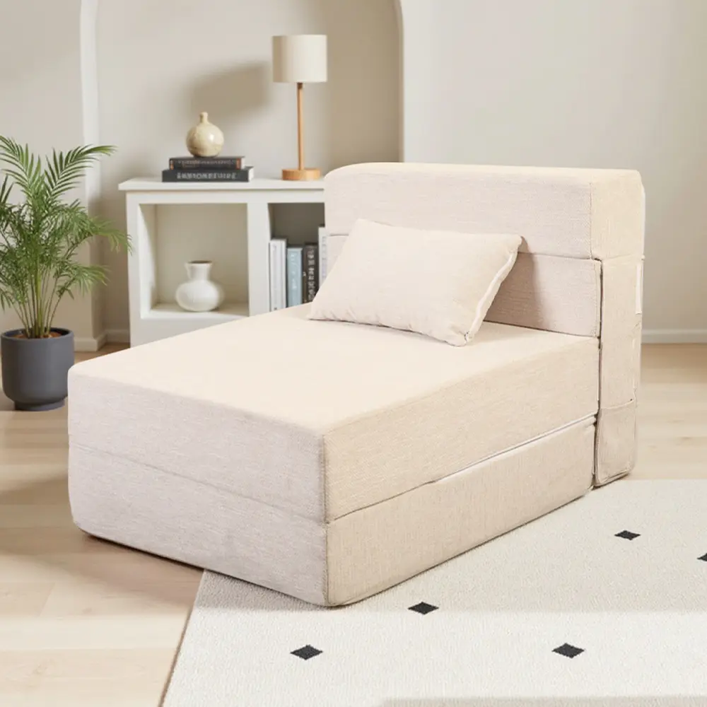 Hvit sammenleggbar sofa
