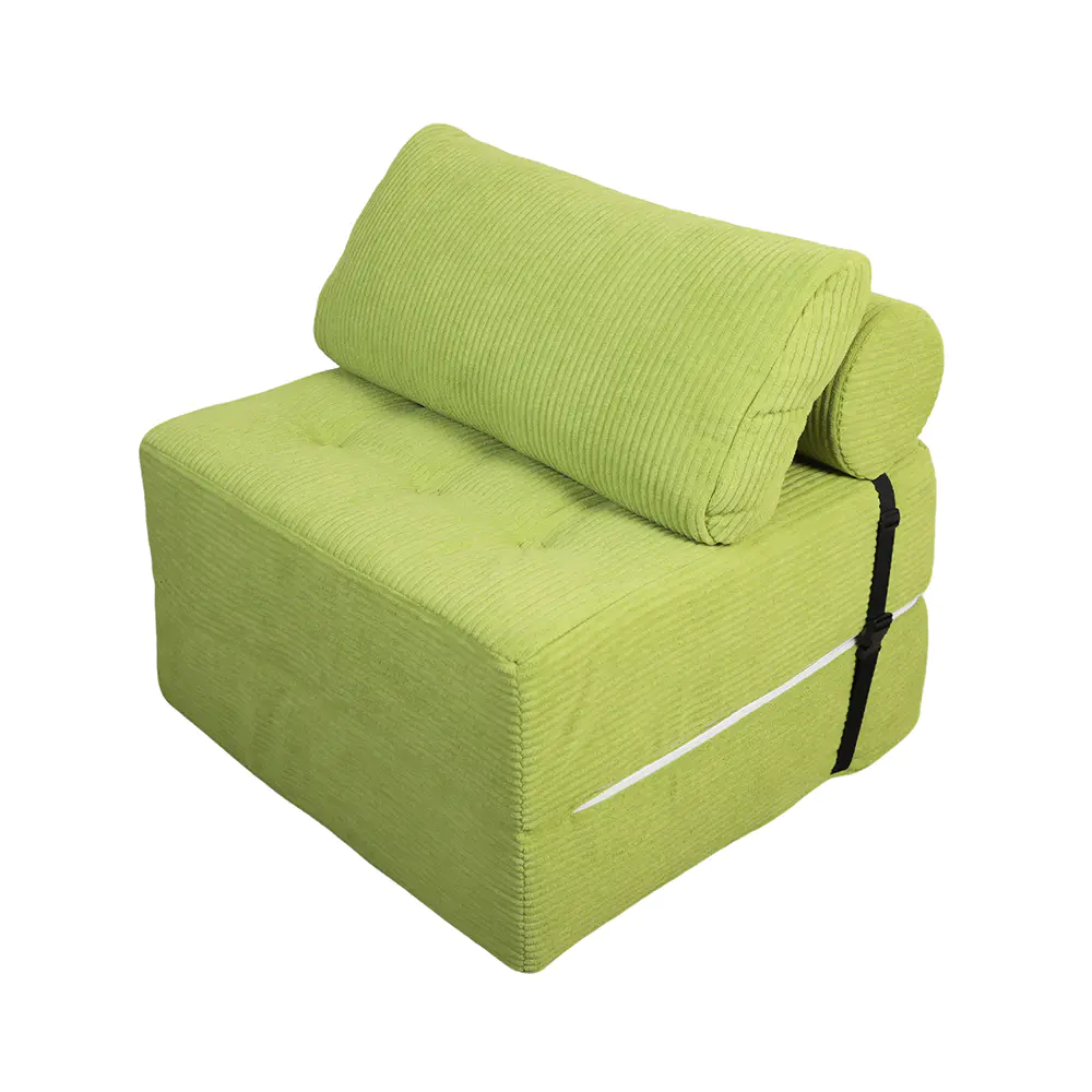 Grønn stripete sofa med stropper
