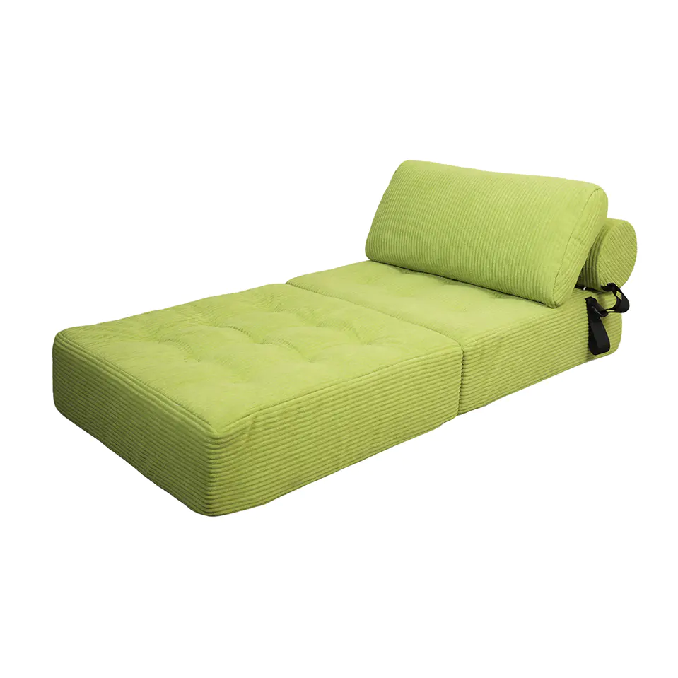 Grønn stripete sofa med stropper